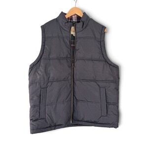Weatherproof Vintage Mens XL Charcoal Gray Plaid Lined Puffer Vest Full Zip